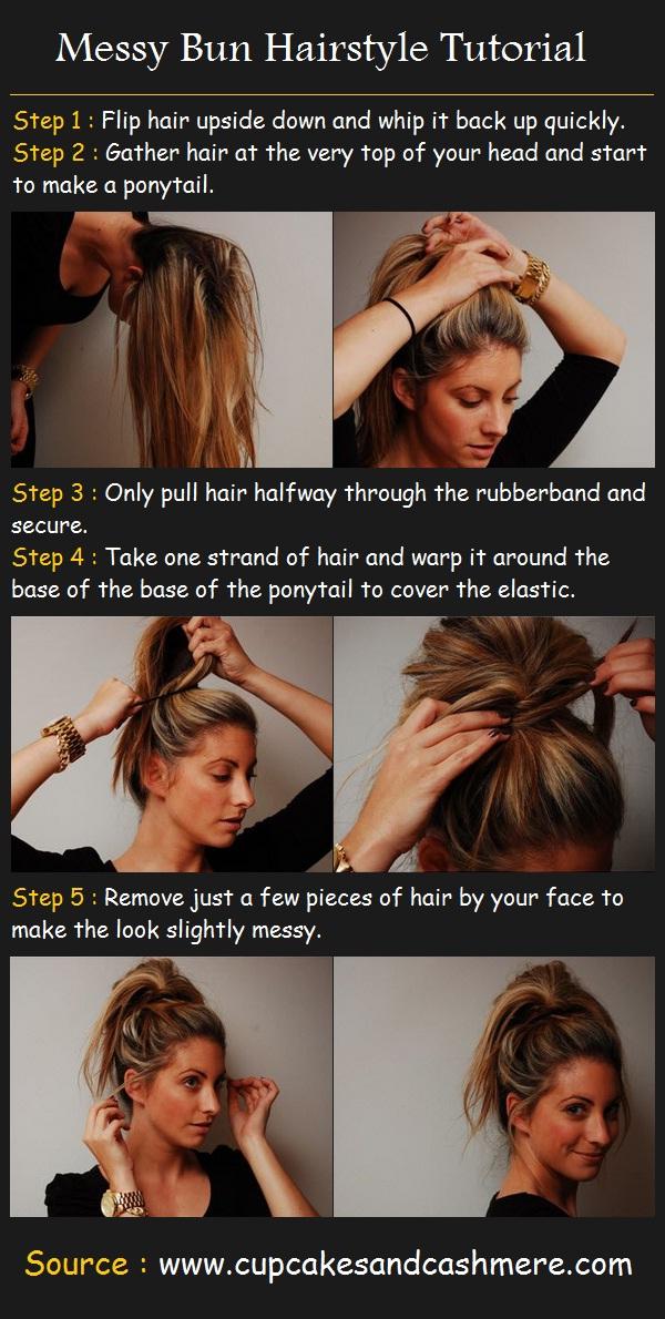 messy bun with hair clip tutorial