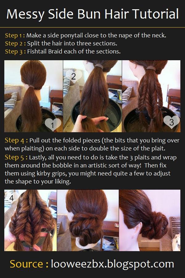 messy hair side bun tutorial