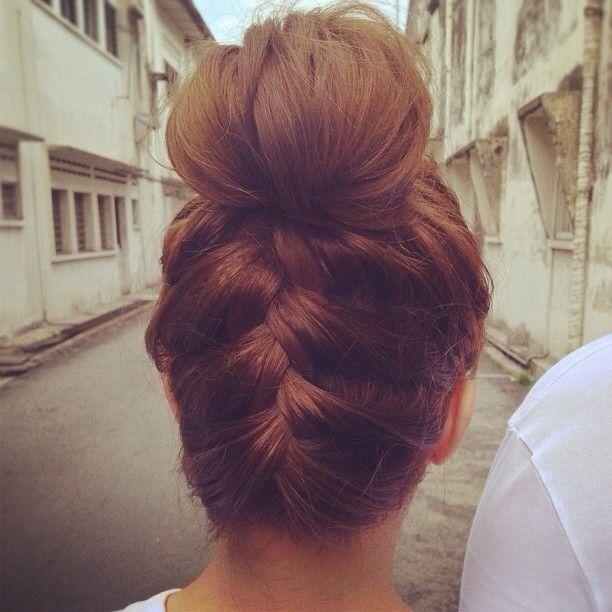 Backward Braided Bun Hairstyles How To