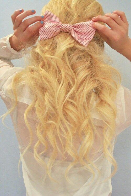 Half Up Curls With Bow Hairstyles How To