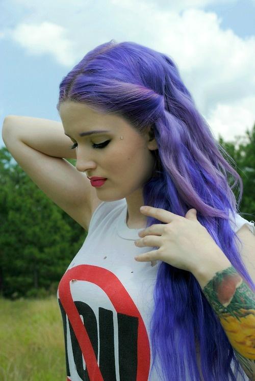 Purple Hair Bangs Pinned Hairstyles How To