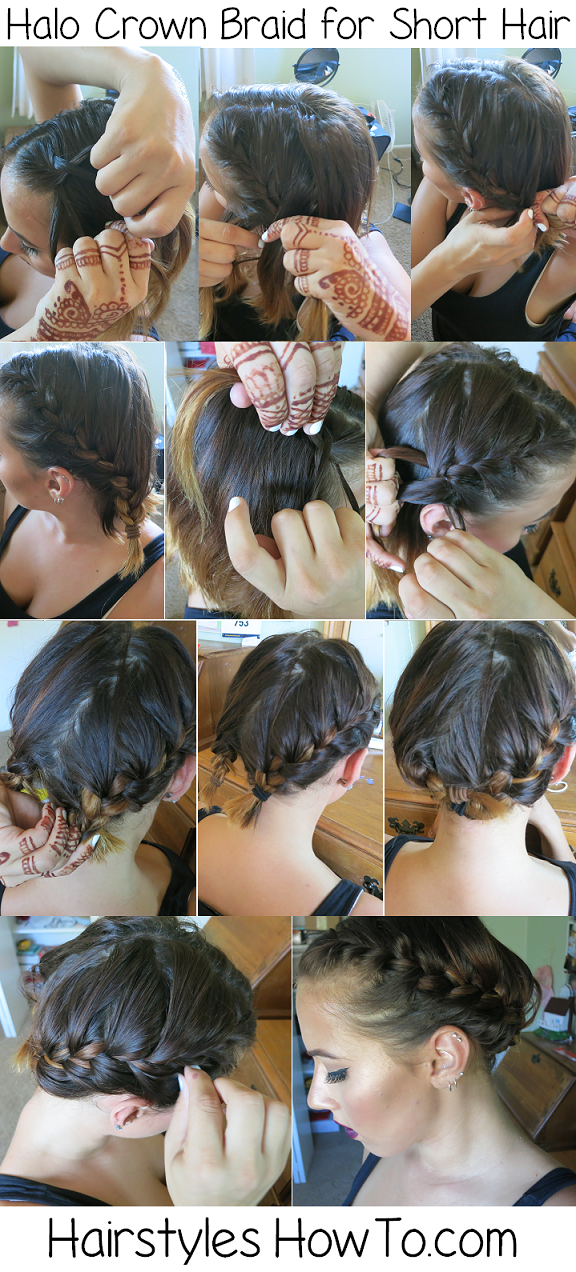 Halo Crown Braid For Short Hair Hairstyles How To