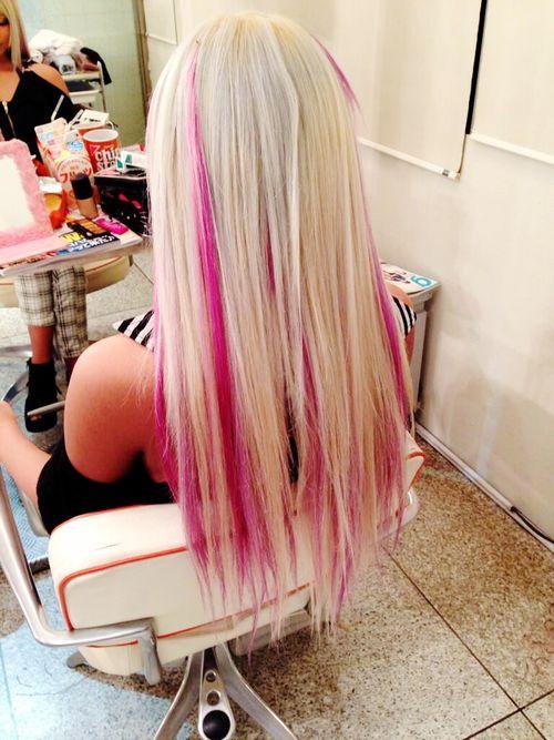 Blonde with Pink Streaks  Hairstyles How To