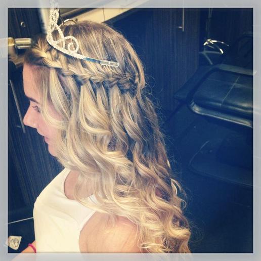 waterfall braid prom hairstyle